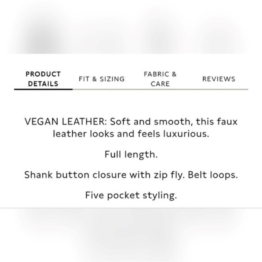 NWT Banana Republic Mid Rise Bootcut Vegan Leather Pants. 33/16. Classic. Moto - Picture 5 of 15